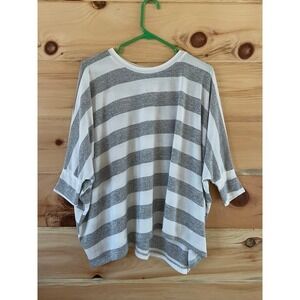 Women's La Miel white/grey striped over sized blouse. Size Small.